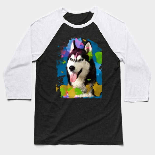 Cute Husky Baseball T-Shirt by CatCoconut-Art